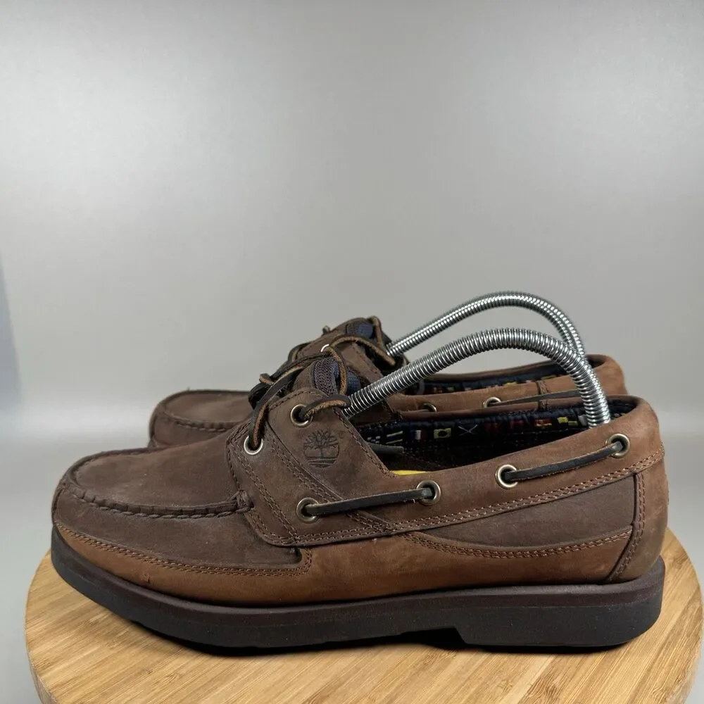S Timberland Men's Sz 8.5‎ M BROWN Loafers Boat Slip On Shoes